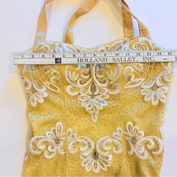 Sue Wong  Gown NWT Yellow Embellished Evening Dress size 6 - Picture 9 of 11